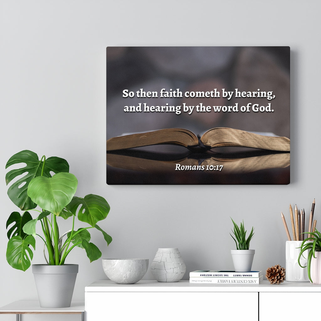 Scripture Walls The Word Romans 10:17 Bible Verse Canvas Christian Wall Art Ready to Hang Unframed-Express Your Love Gifts
