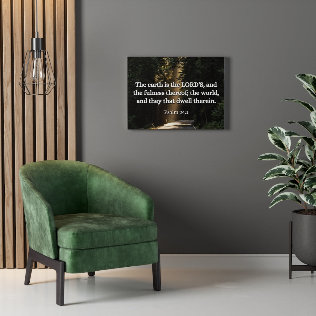 Scripture Walls The World Psalm 24:1 Bible Verse Canvas Christian Wall Art Ready to Hang Unframed-Express Your Love Gifts