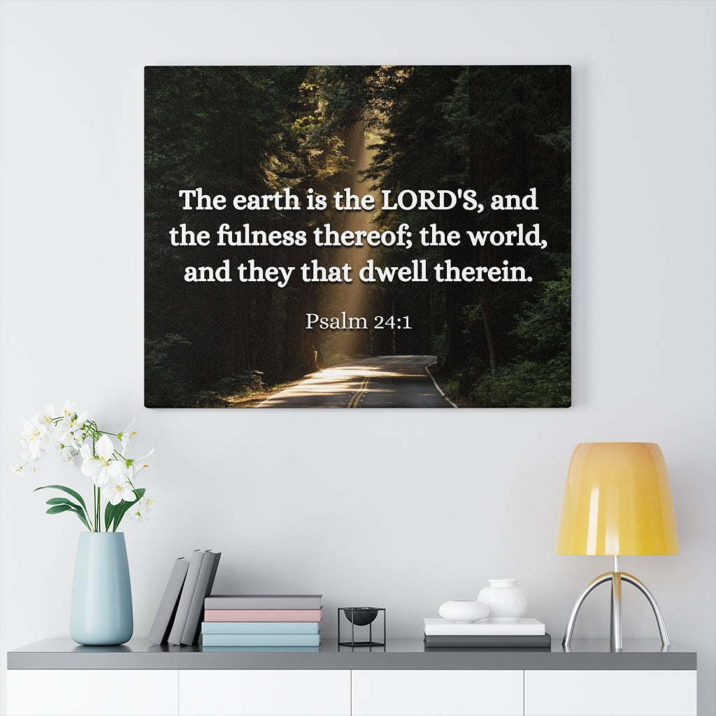 Scripture Walls The World Psalm 24:1 Bible Verse Canvas Christian Wall Art Ready to Hang Unframed-Express Your Love Gifts