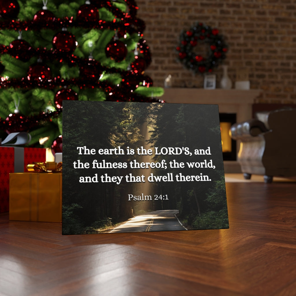 Scripture Walls The World Psalm 24:1 Bible Verse Canvas Christian Wall Art Ready to Hang Unframed-Express Your Love Gifts