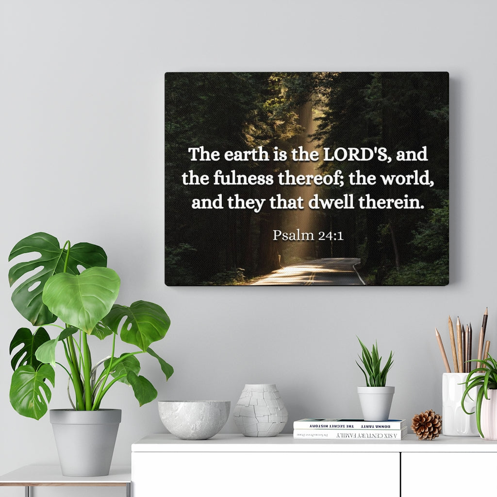 Scripture Walls The World Psalm 24:1 Bible Verse Canvas Christian Wall Art Ready to Hang Unframed-Express Your Love Gifts