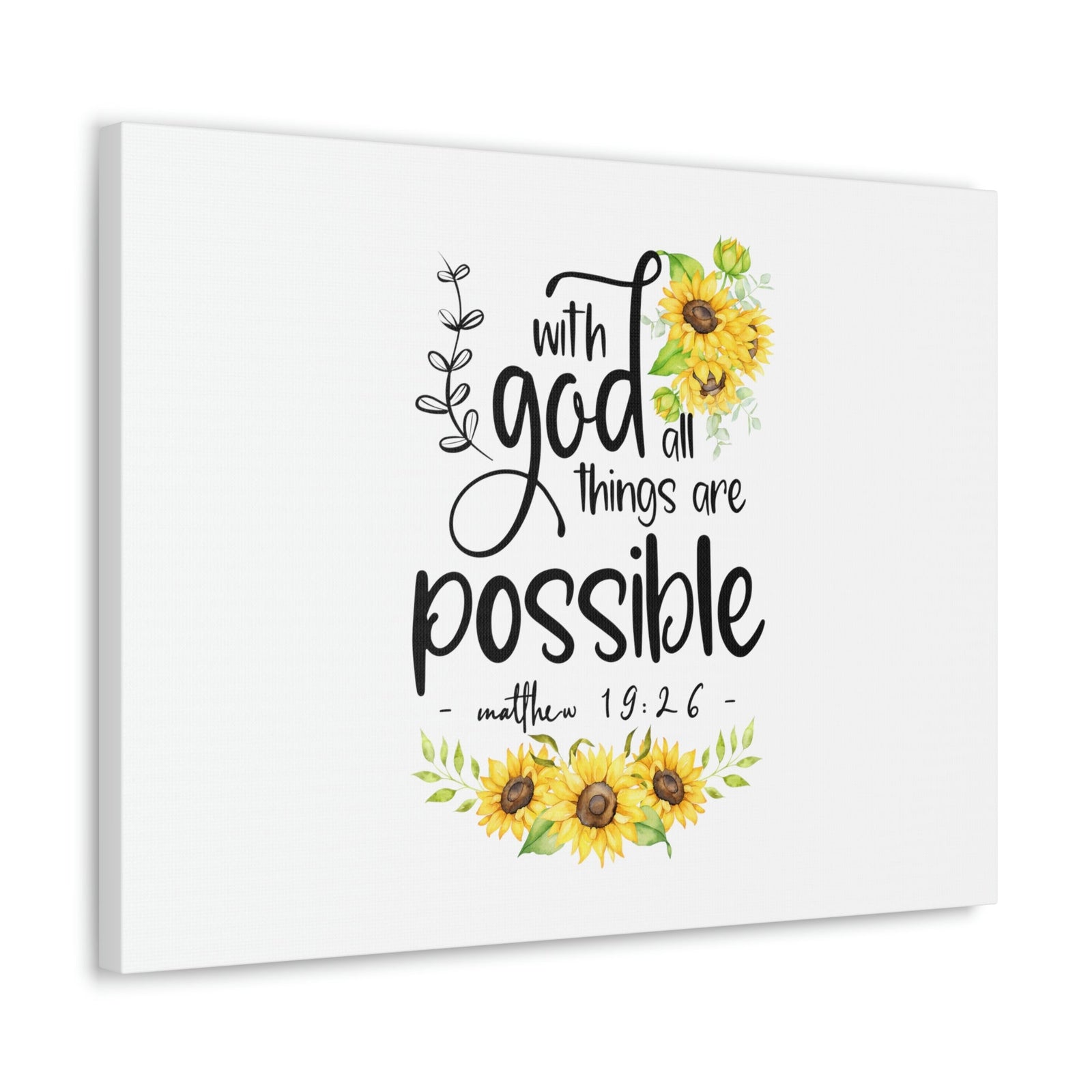 Scripture Walls Things Are Possible Matthew 19:26 Sunflower Christian Wall Art Bible Verse Print Ready to Hang Unframed-Express Your Love Gifts