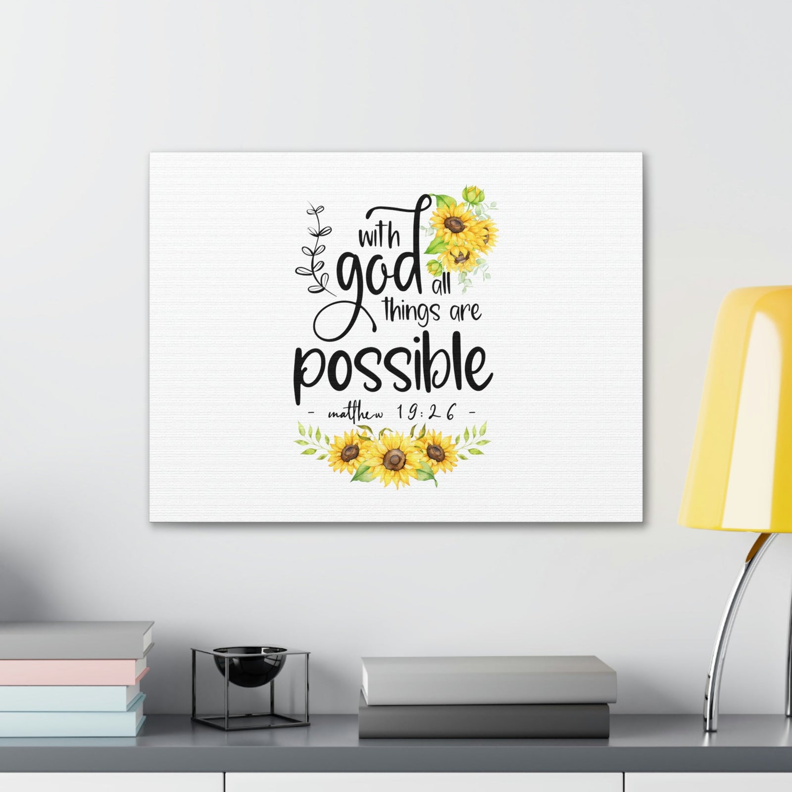 Scripture Walls Things Are Possible Matthew 19:26 Sunflower Christian Wall Art Bible Verse Print Ready to Hang Unframed-Express Your Love Gifts