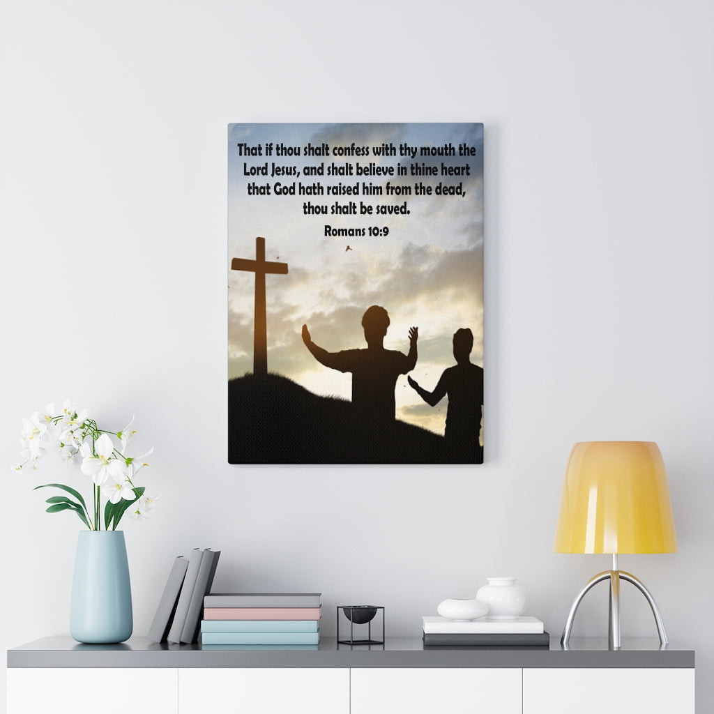 Scripture Walls Thou Shalt Confess Romans 10:9 Christian Home Decor Bible Art Unframed-Express Your Love Gifts