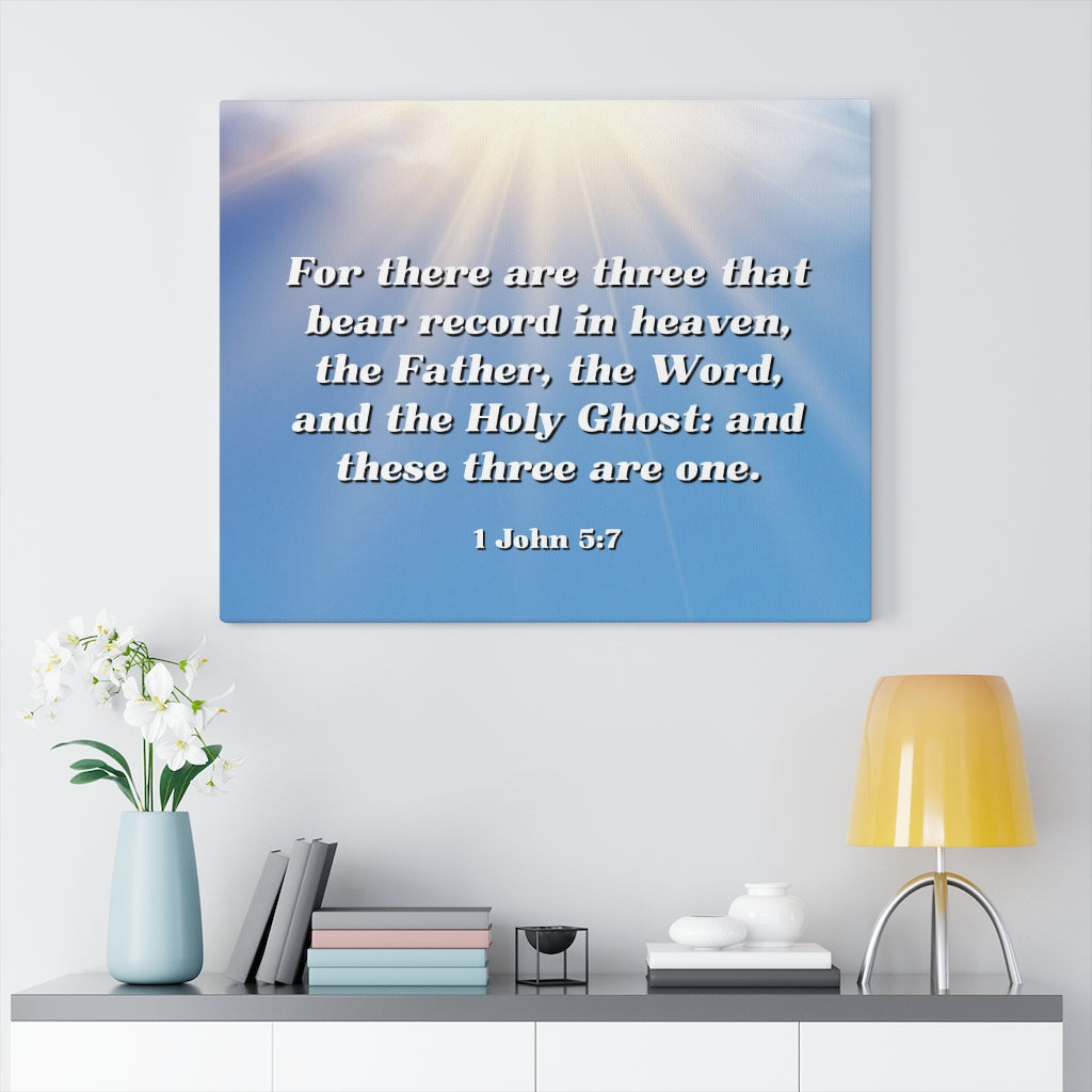 Scripture Walls Three Are One 1 John 5:7 Bible Verse Canvas Christian Wall Art Ready to Hang Unframed-Express Your Love Gifts