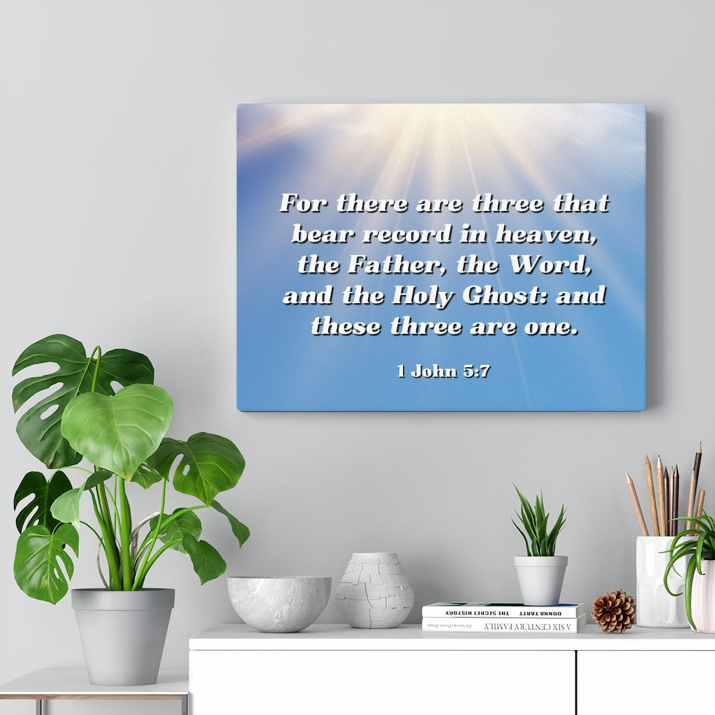 Scripture Walls Three Are One 1 John 5:7 Bible Verse Canvas Christian Wall Art Ready to Hang Unframed-Express Your Love Gifts