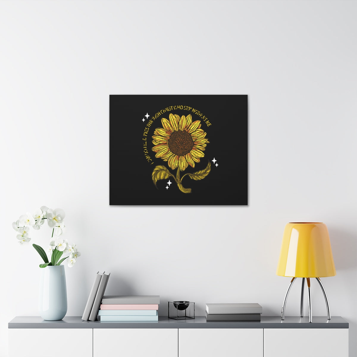 Scripture Walls Through Christ Sunflower Philippians 4:13 Christian Wall Art Bible Verse Print Ready to Hang Unframed-Express Your Love Gifts