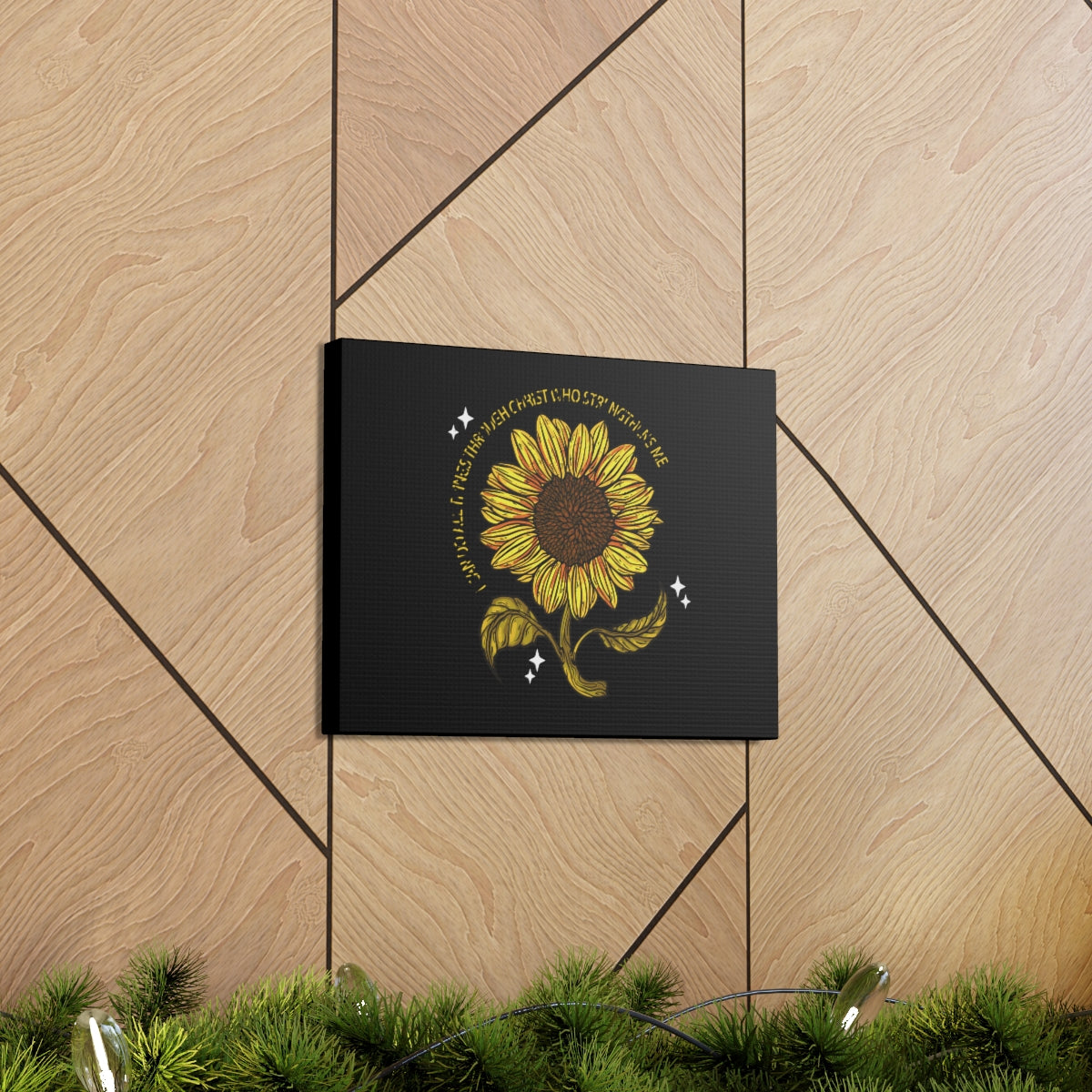 Scripture Walls Through Christ Sunflower Philippians 4:13 Christian Wall Art Bible Verse Print Ready to Hang Unframed-Express Your Love Gifts