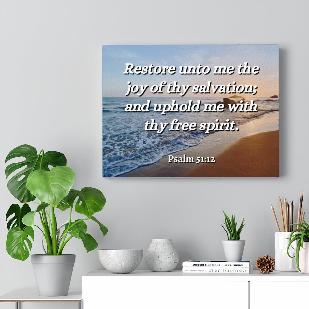Scripture Walls Thy Salvation Psalm 51:12 Bible Verse Canvas Christian Wall Art Ready to Hang Unframed-Express Your Love Gifts