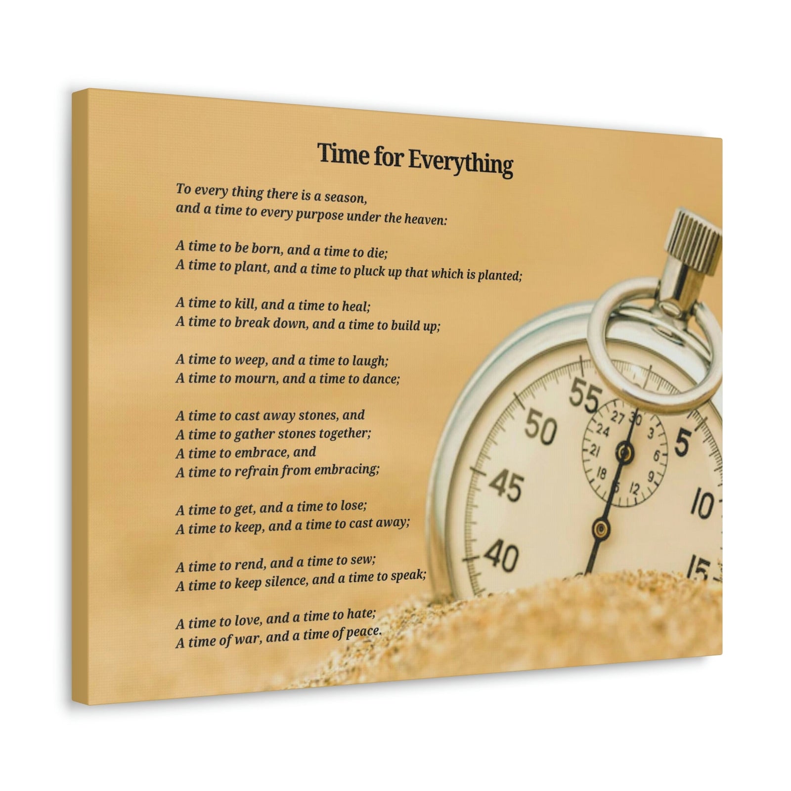 Scripture Walls Time For Everything Watch In The Sand Ecclesiastes 3:4 Bible Verse Canvas Christian Wall Art Ready to Hang Unframed-Express Your Love Gifts