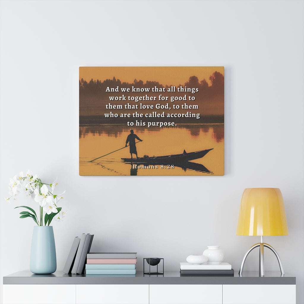 Scripture Walls To His Purpose Romans 8:28 Bible Verse Canvas Christian Wall Art Ready to Hang Unframed-Express Your Love Gifts