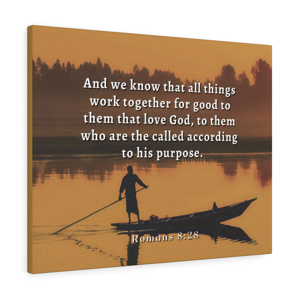 Scripture Walls To His Purpose Romans 8:28 Bible Verse Canvas Christian Wall Art Ready to Hang Unframed-Express Your Love Gifts