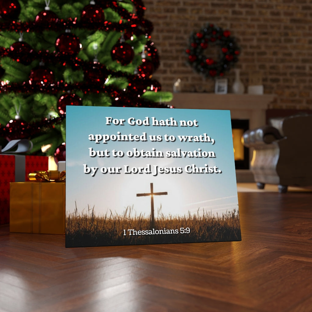 Scripture Walls To Obtain Salvation 1 Thessalonians 5:9 Bible Verse Canvas Christian Wall Art Ready to Hang Unframed-Express Your Love Gifts
