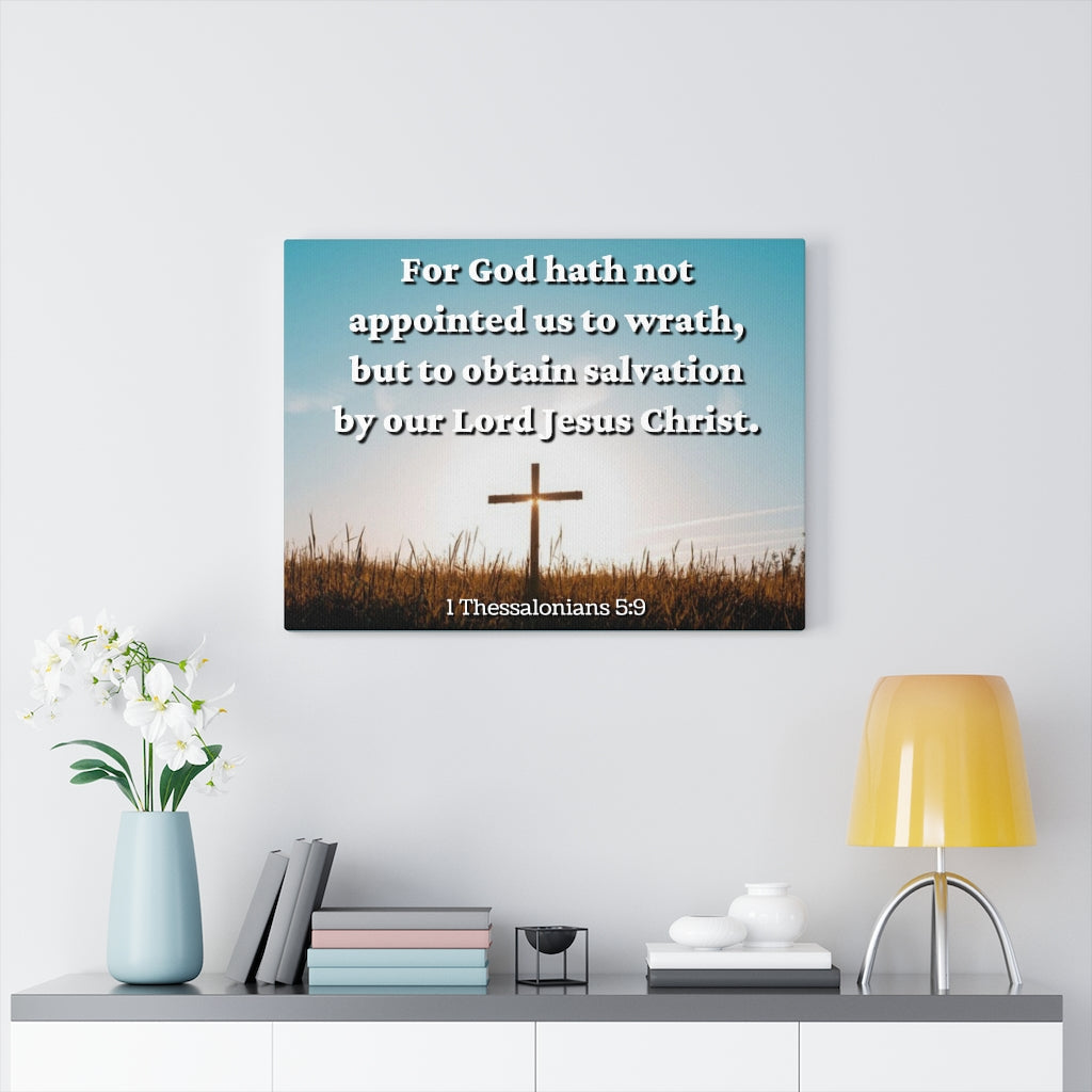 Scripture Walls To Obtain Salvation 1 Thessalonians 5:9 Bible Verse Canvas Christian Wall Art Ready to Hang Unframed-Express Your Love Gifts