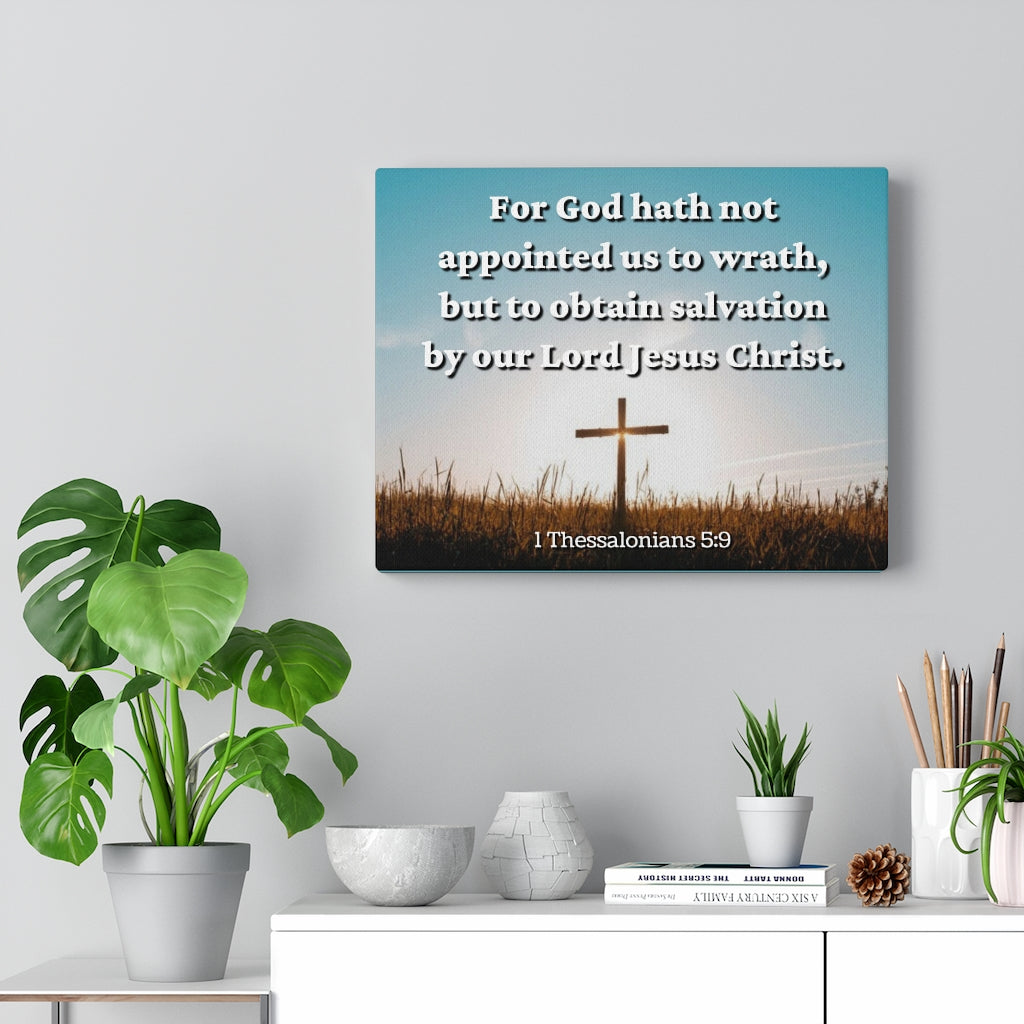 Scripture Walls To Obtain Salvation 1 Thessalonians 5:9 Bible Verse Canvas Christian Wall Art Ready to Hang Unframed-Express Your Love Gifts