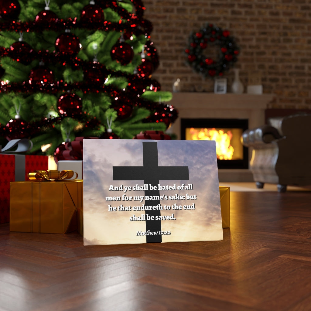 Scripture Walls To The End Matthew 10:22 Bible Verse Canvas Christian Wall Art Ready to Hang Unframed-Express Your Love Gifts