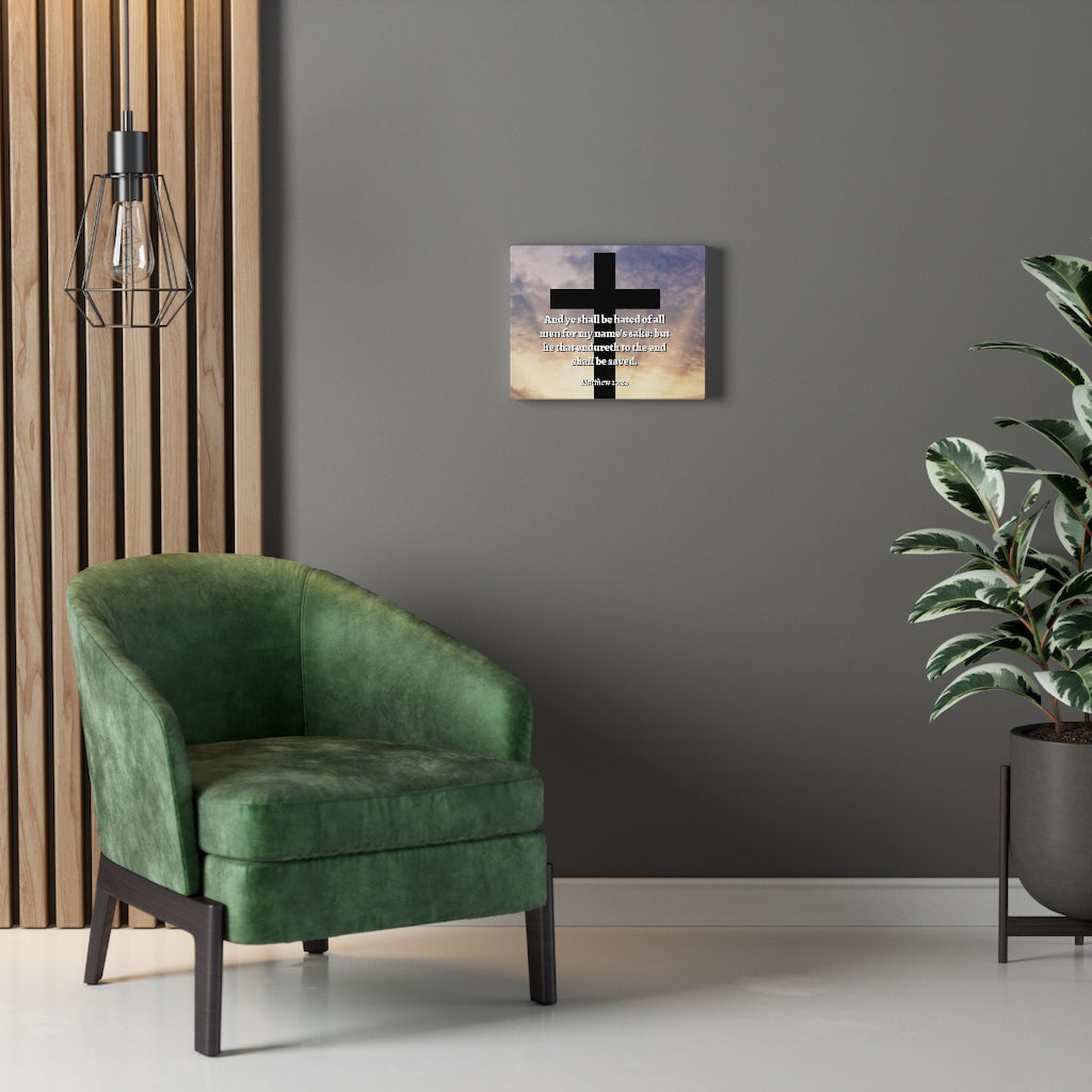 Scripture Walls To The End Matthew 10:22 Bible Verse Canvas Christian Wall Art Ready to Hang Unframed-Express Your Love Gifts