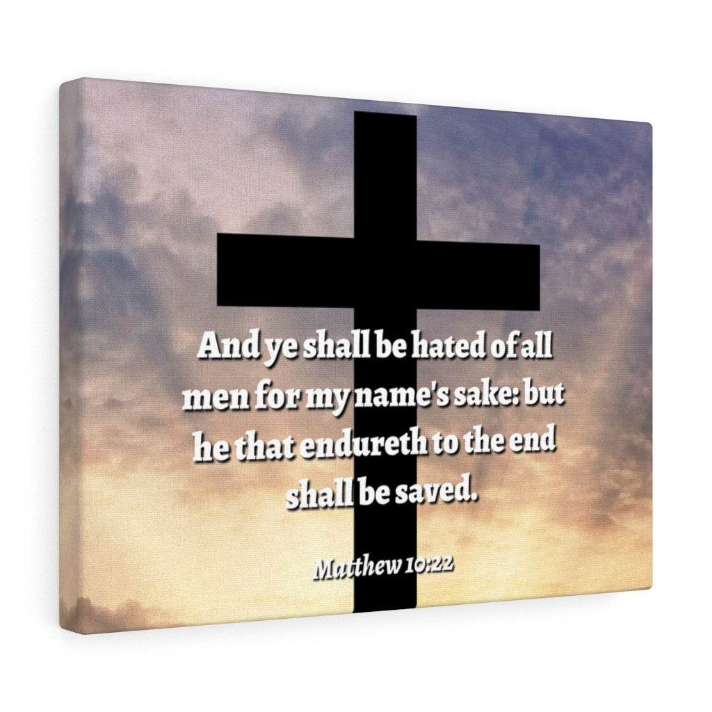 Scripture Walls To The End Matthew 10:22 Bible Verse Canvas Christian Wall Art Ready to Hang Unframed-Express Your Love Gifts