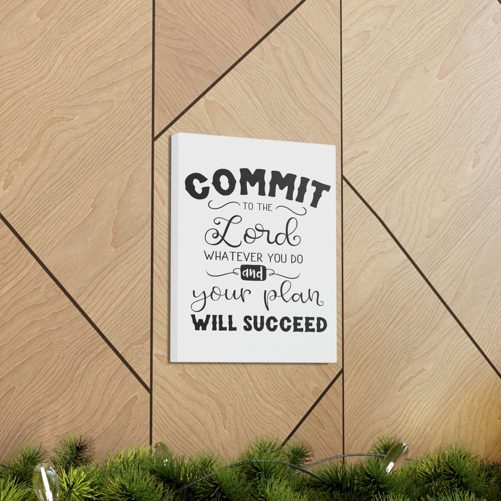 Scripture Walls To The Lord Proverbs 16:3 Cursive Christian Wall Art Print Ready to Hang Unframed-Express Your Love Gifts