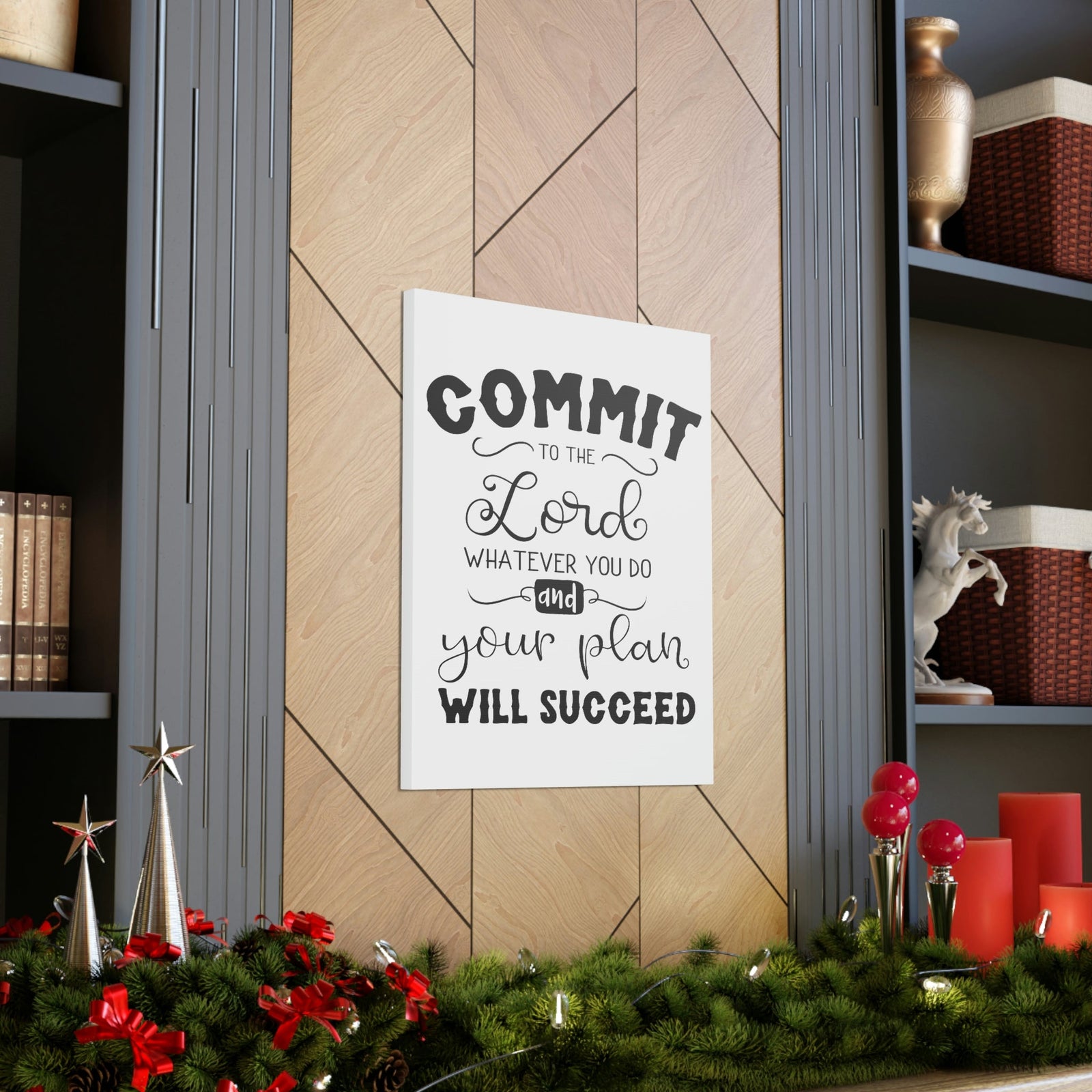 Scripture Walls To The Lord Proverbs 16:3 Cursive Christian Wall Art Print Ready to Hang Unframed-Express Your Love Gifts