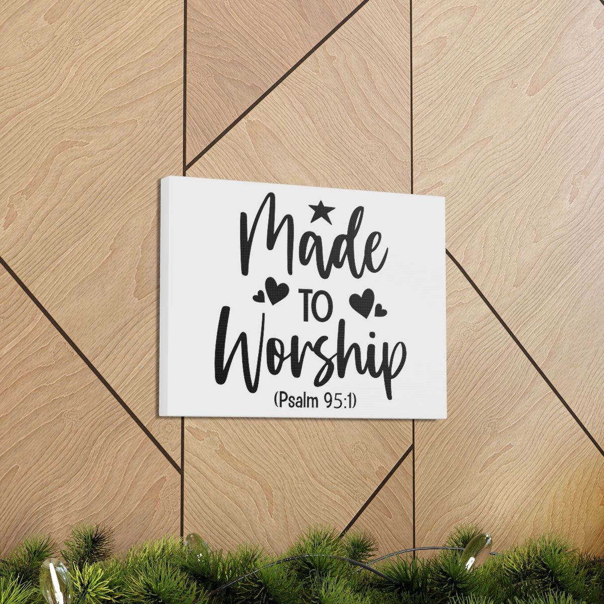 Scripture Walls To Worship Psalm 95:1 Star & Hearts Bible Verse Canvas Christian Wall Art Ready to Hang Unframed-Express Your Love Gifts