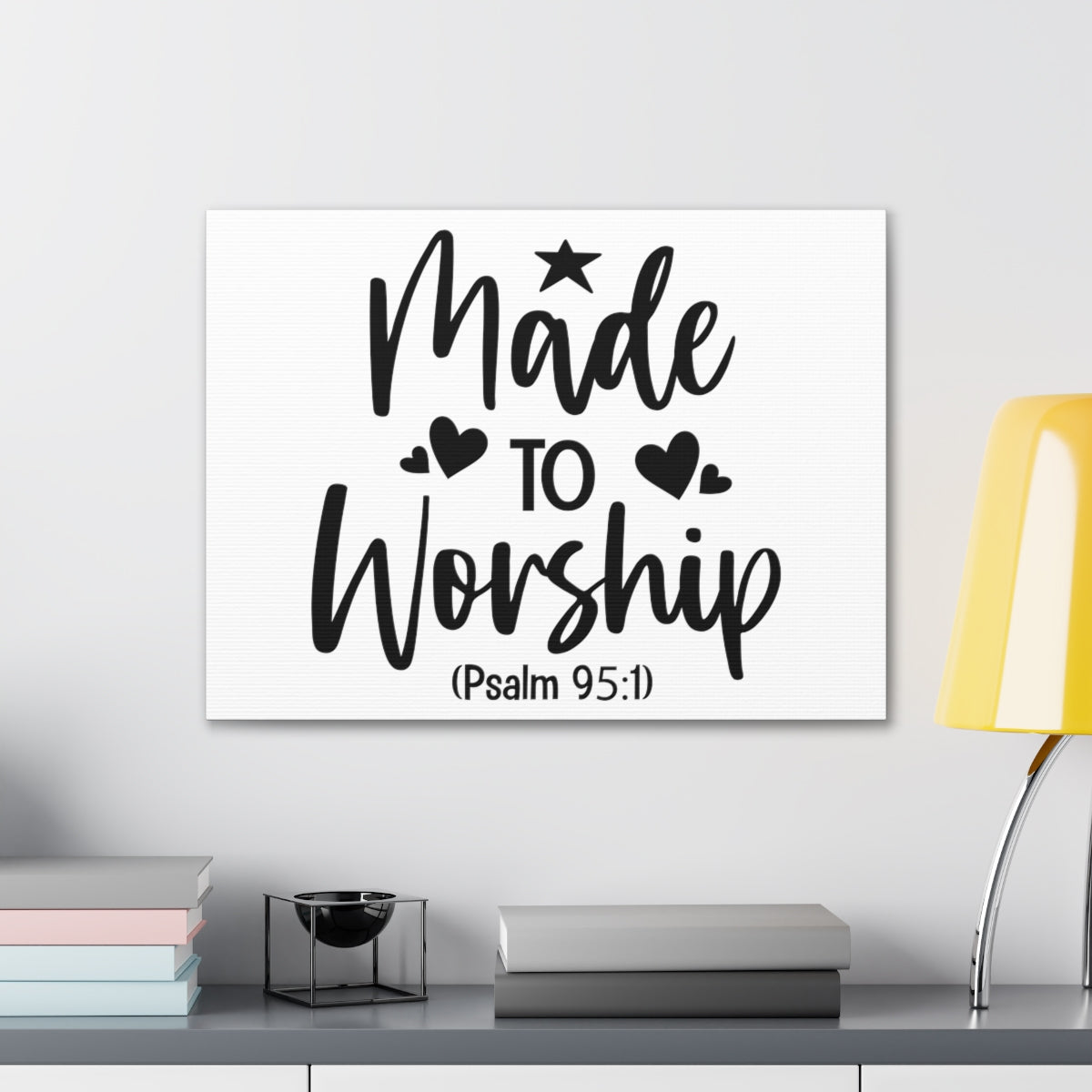 Scripture Walls To Worship Psalm 95:1 Star & Hearts Bible Verse Canvas Christian Wall Art Ready to Hang Unframed-Express Your Love Gifts