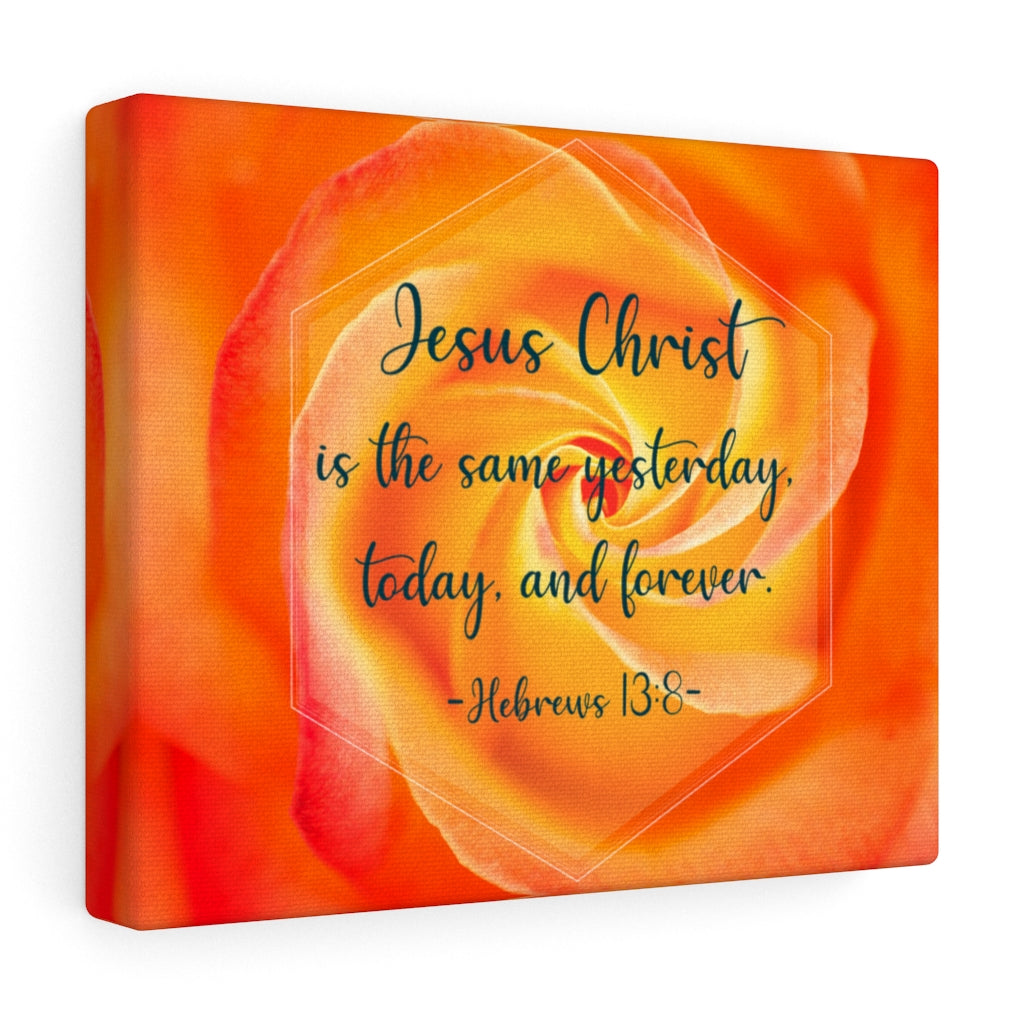 Scripture Walls Today And Forever Hebrews 13:8 Orange Bible Verse Canvas Christian Wall Art Ready to Hang Unframed-Express Your Love Gifts