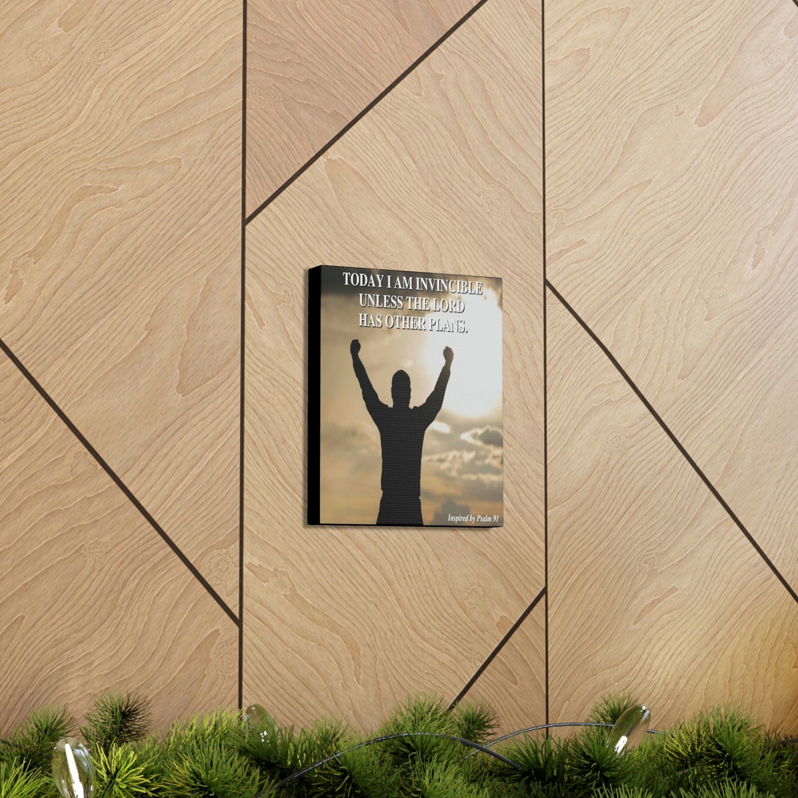 Scripture Walls Today I Am Invincible Canvas Psalm 91 Bible Verse Canvas Christian Wall Art Ready to Hang Unframed-Express Your Love Gifts