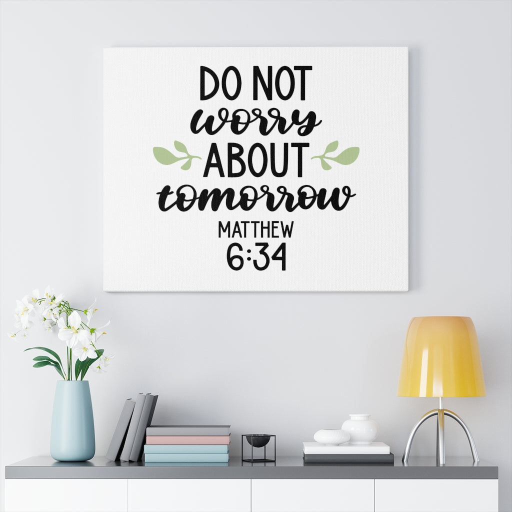 Scripture Walls Tomorrow Matthew 6:34 Bible Verse Canvas Christian Wall Art Ready to Hang Unframed-Express Your Love Gifts