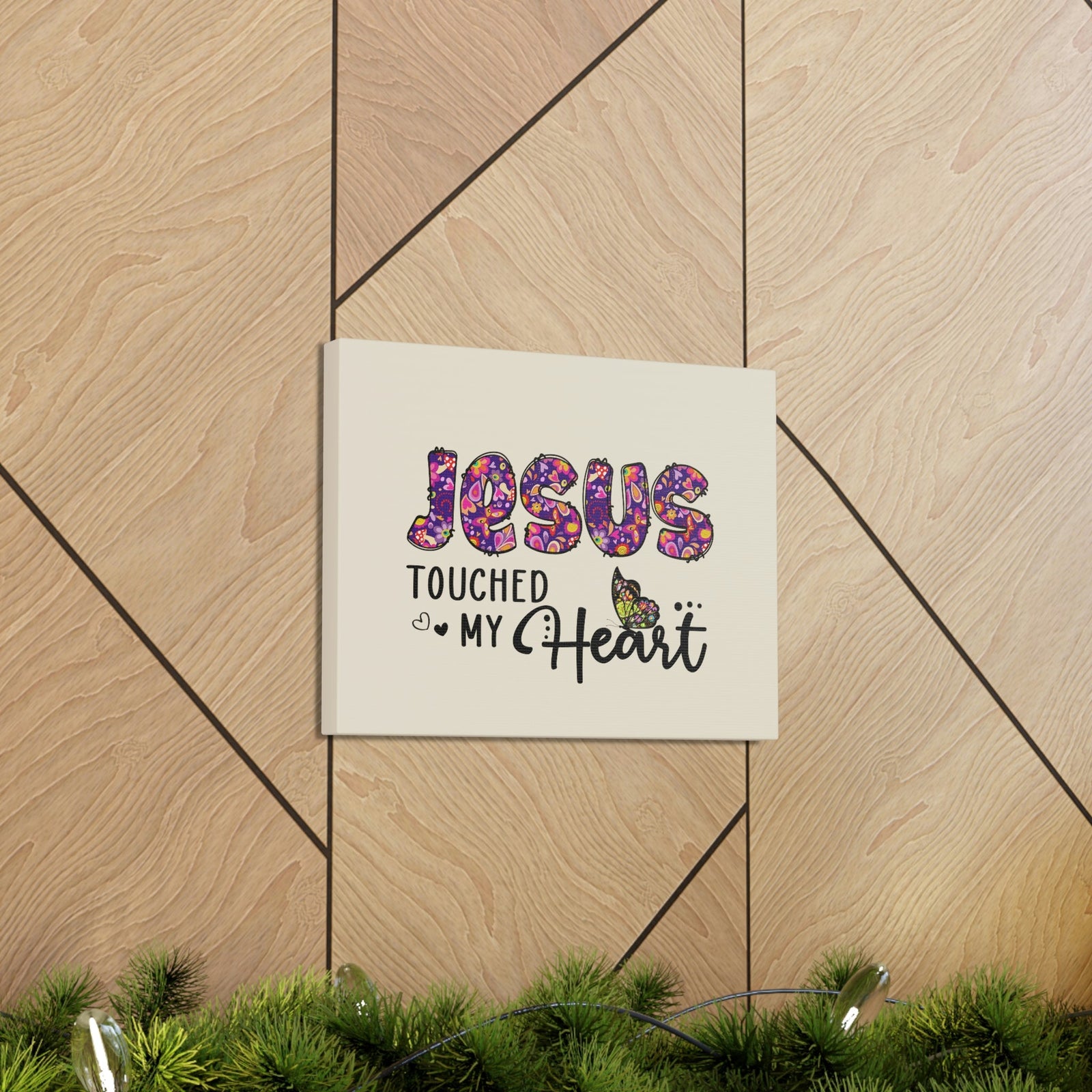 Scripture Walls Touched My Heart Floral Isaiah 6:7 Bible Verse Canvas Christian Wall Art Ready to Hang Unframed-Express Your Love Gifts
