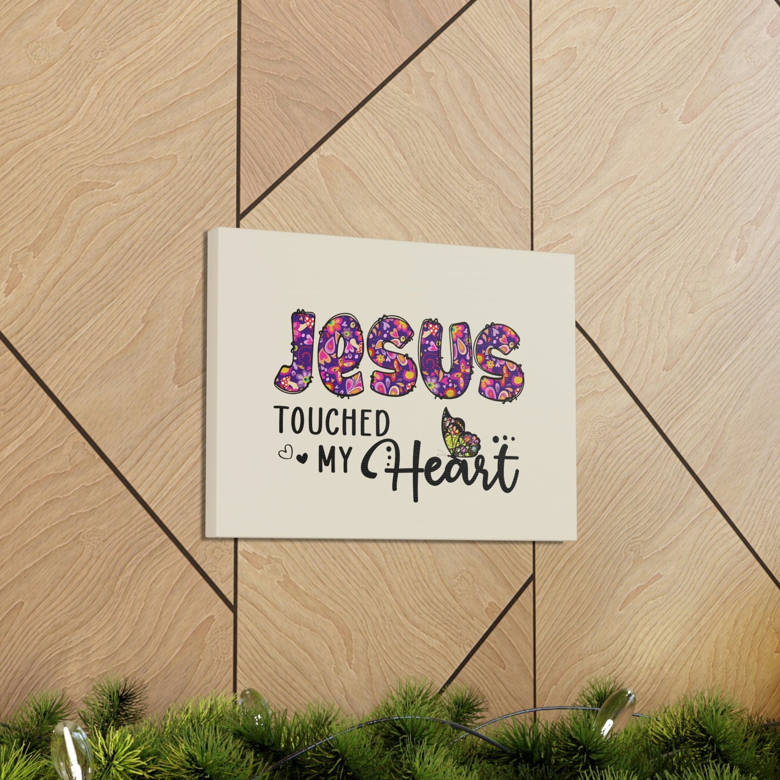 Scripture Walls Touched My Heart Floral Isaiah 6:7 Bible Verse Canvas Christian Wall Art Ready to Hang Unframed-Express Your Love Gifts
