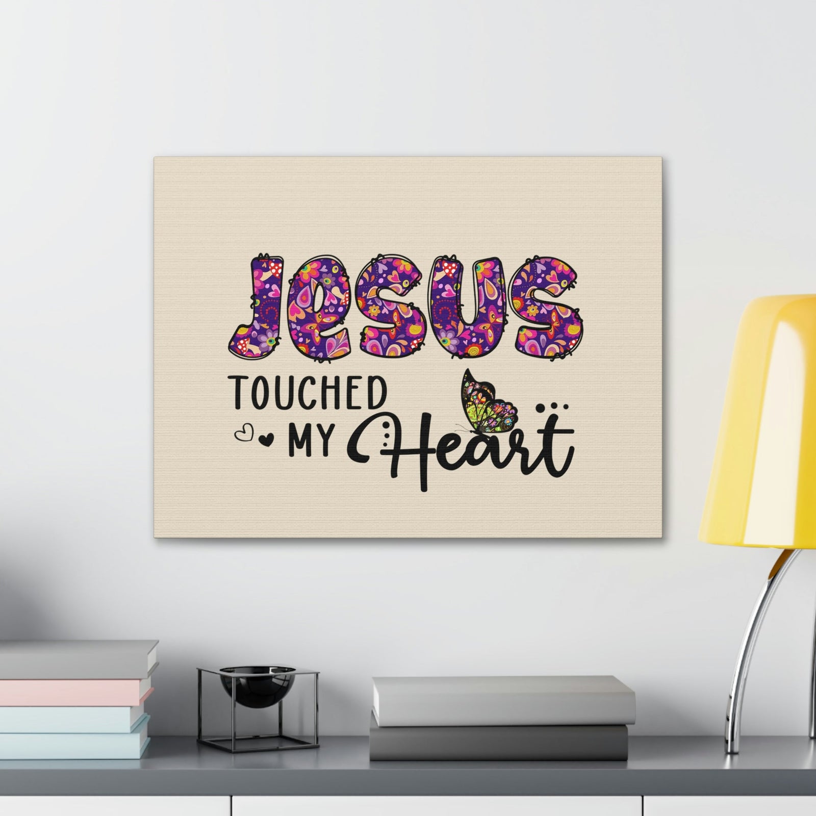 Scripture Walls Touched My Heart Floral Isaiah 6:7 Bible Verse Canvas Christian Wall Art Ready to Hang Unframed-Express Your Love Gifts