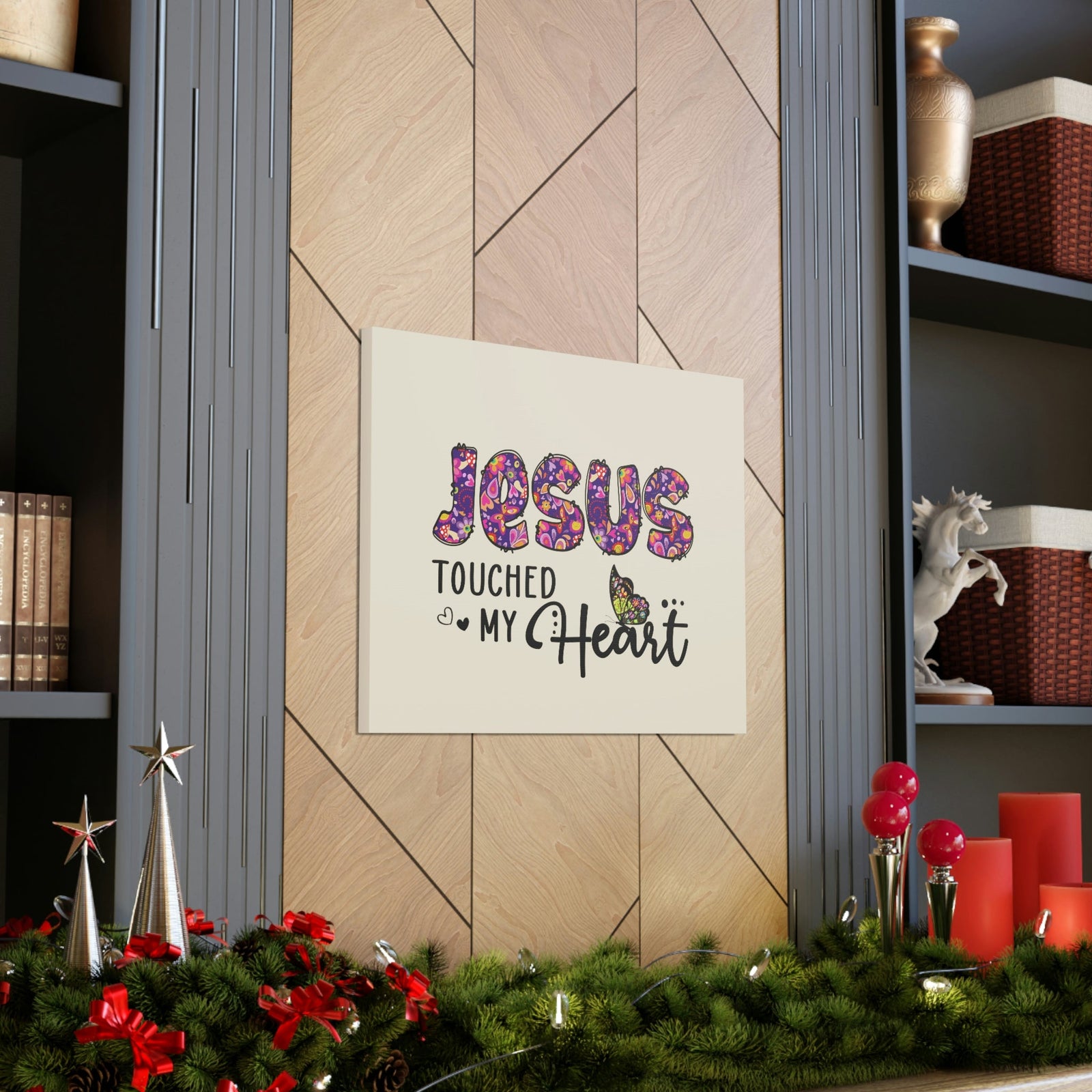 Scripture Walls Touched My Heart Floral Isaiah 6:7 Bible Verse Canvas Christian Wall Art Ready to Hang Unframed-Express Your Love Gifts