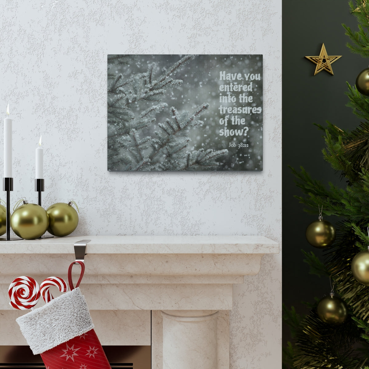 Scripture Walls Treasures Of The Show Job 38:22 Bible Verse Canvas Christian Wall Art Bible Verse Print Ready To Hang Unframed-Express Your Love Gifts