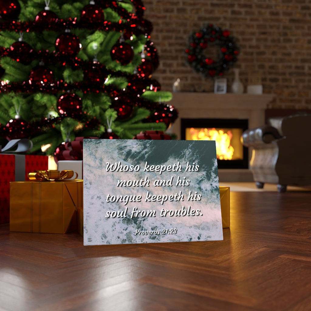 Scripture Walls Troubles Proverbs 21:23 Bible Verse Canvas Christian Wall Art Ready to Hang Unframed-Express Your Love Gifts