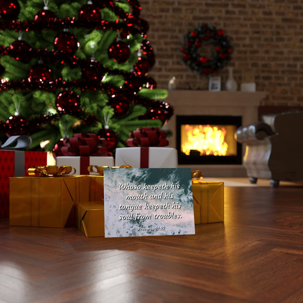 Scripture Walls Troubles Proverbs 21:23 Bible Verse Canvas Christian Wall Art Ready to Hang Unframed-Express Your Love Gifts