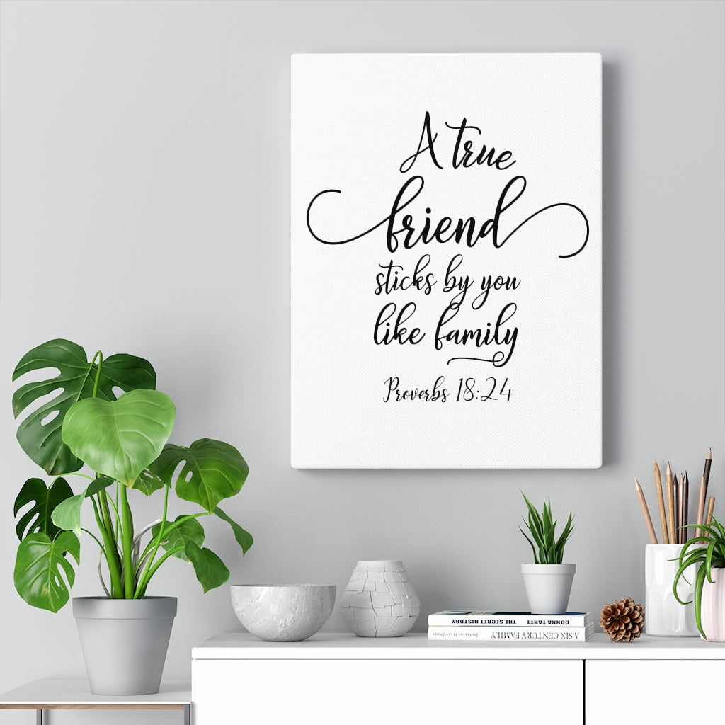 Scripture Walls True Friend Proverbs 18:24 Bible Verse Canvas Christian Wall Art Ready to Hang Unframed-Express Your Love Gifts
