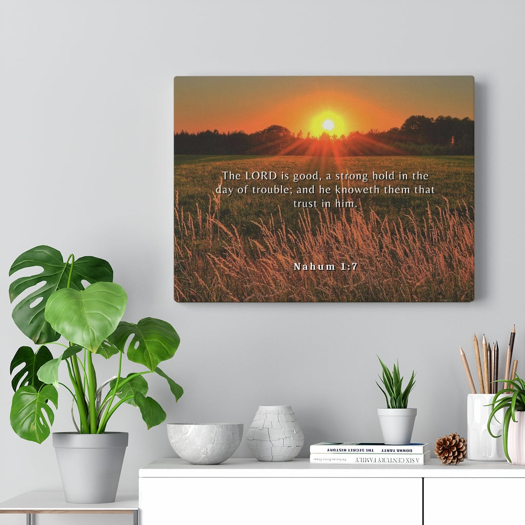 Scripture Walls Trust In Him Nahum 1:7 Bible Verse Canvas Christian Wall Art Ready to Hang Unframed-Express Your Love Gifts
