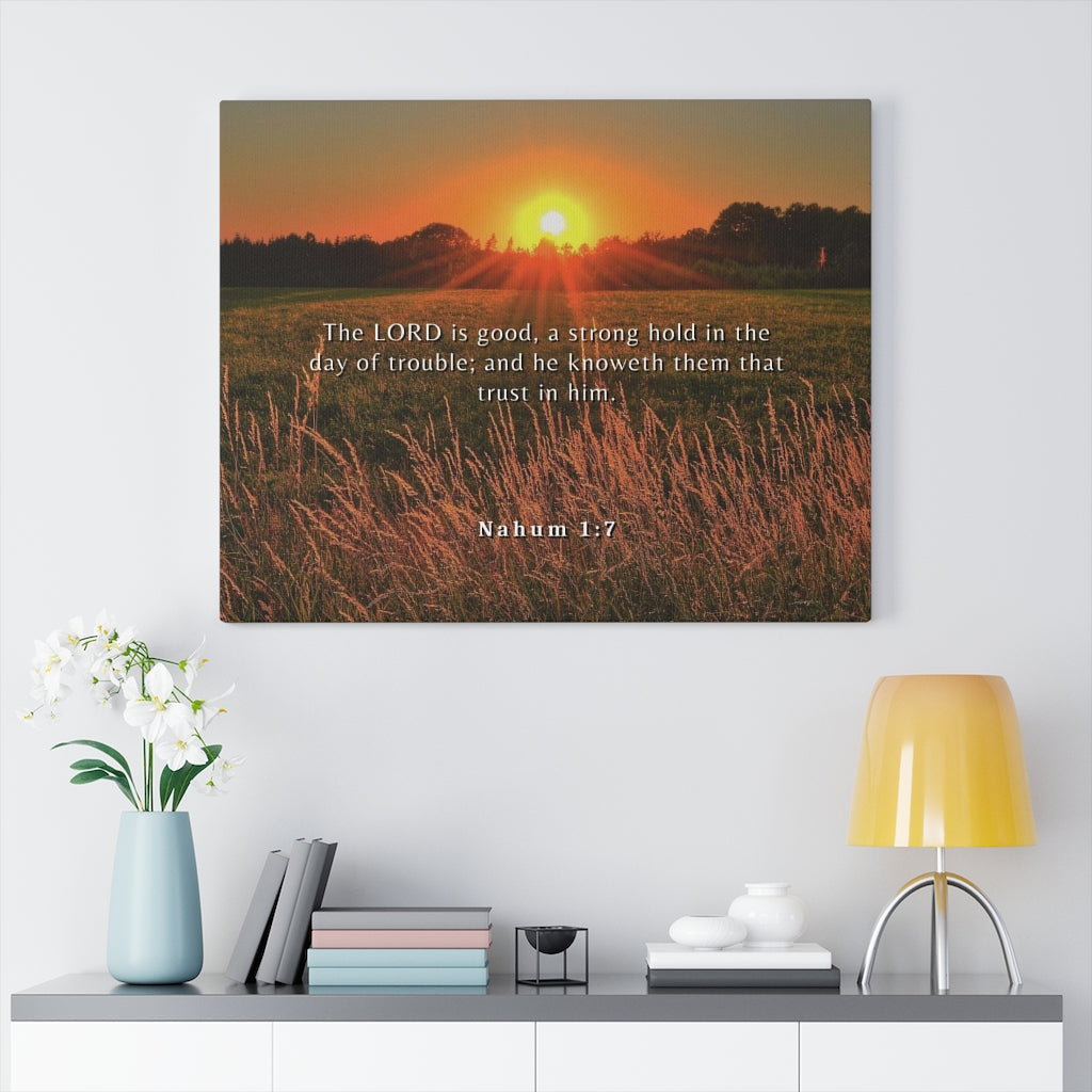 Scripture Walls Trust In Him Nahum 1:7 Bible Verse Canvas Christian Wall Art Ready to Hang Unframed-Express Your Love Gifts
