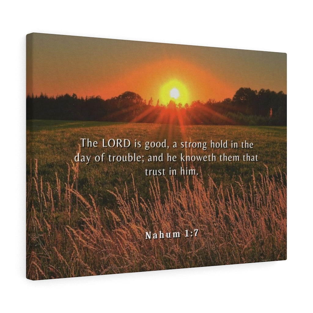 Scripture Walls Trust In Him Nahum 1:7 Bible Verse Canvas Christian Wall Art Ready to Hang Unframed-Express Your Love Gifts