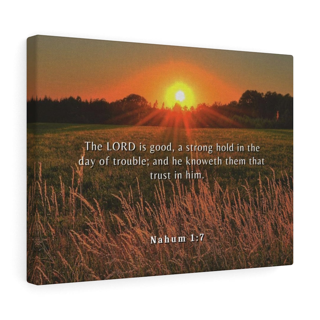 Scripture Walls Trust In Him Nahum 1:7 Bible Verse Canvas Christian Wall Art Ready to Hang Unframed-Express Your Love Gifts