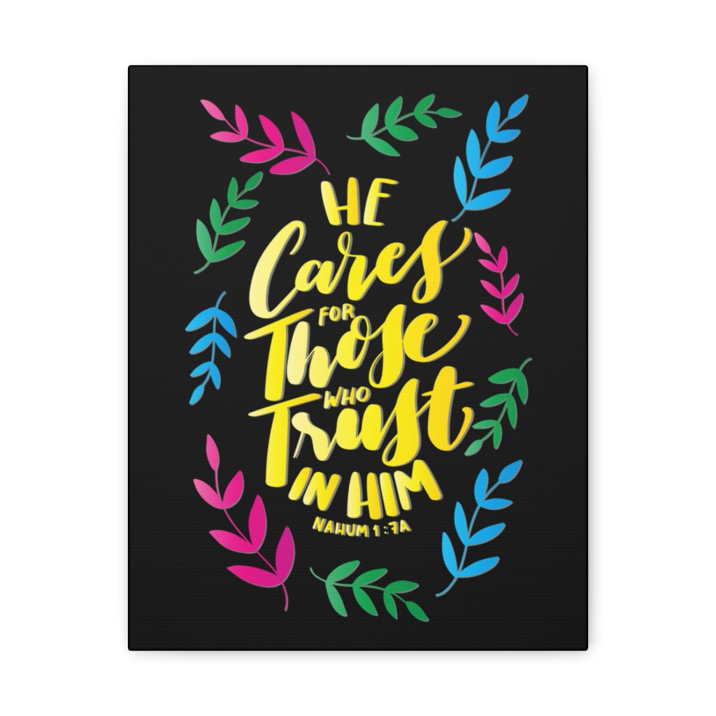 Scripture Walls Trust In Him Nahum 1:7A Bible Verse Canvas Christian Wall Art Ready to Hang Unframed-Express Your Love Gifts