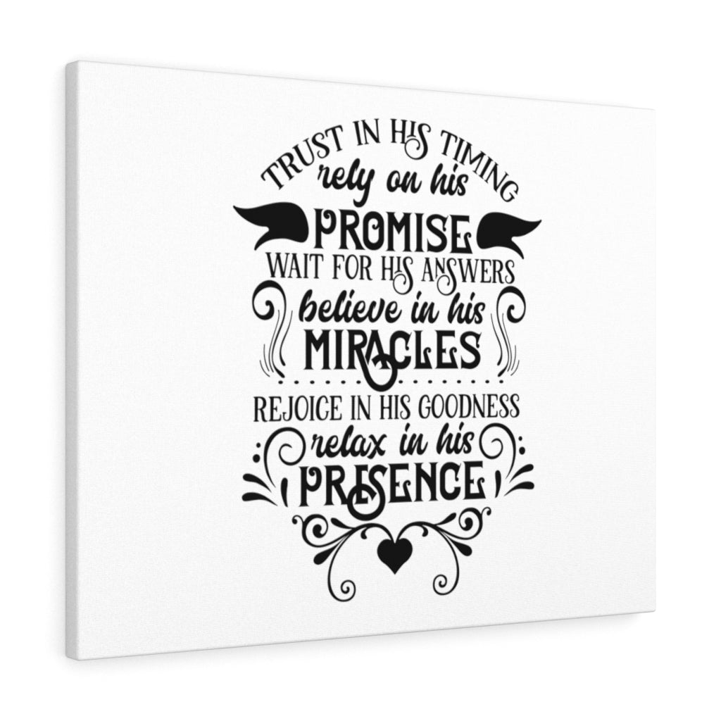 Scripture Walls Trust In His Timing Bible Verse Canvas Christian Wall Art Ready to Hang Unframed-Express Your Love Gifts