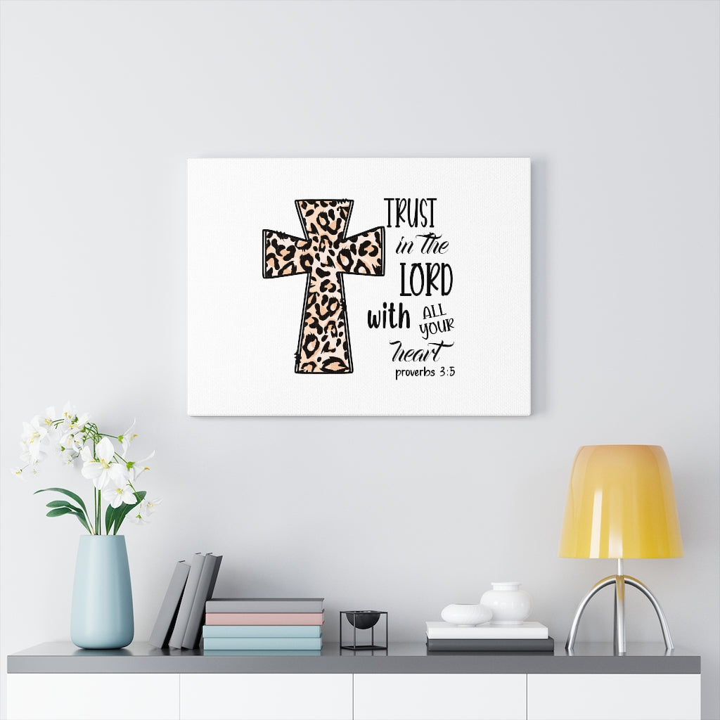 Scripture Walls Trust In The Lord Proverbs 3:5 Leopard Pattern Bible Verse Canvas Christian Wall Art Ready to Hang Unframed-Express Your Love Gifts