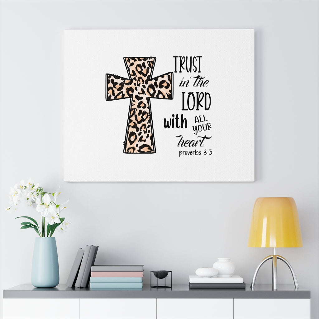 Scripture Walls Trust In The Lord Proverbs 3:5 Leopard Pattern Bible Verse Canvas Christian Wall Art Ready to Hang Unframed-Express Your Love Gifts