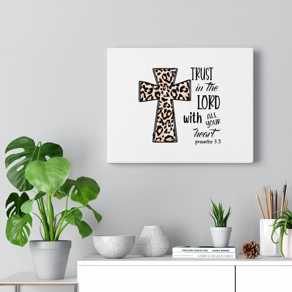 Scripture Walls Trust In The Lord Proverbs 3:5 Leopard Pattern Bible Verse Canvas Christian Wall Art Ready to Hang Unframed-Express Your Love Gifts
