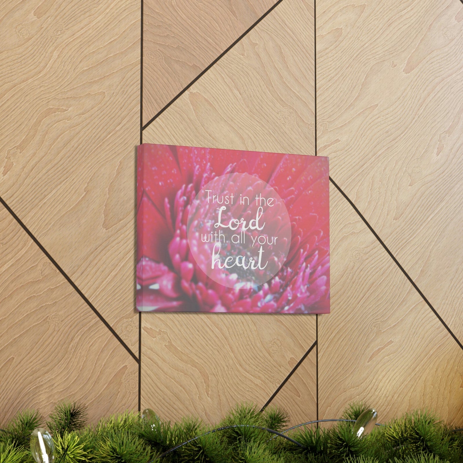 Scripture Walls Trust In The Lord Proverbs 3:5 Pink Flower Christian Wall Art Bible Verse Print Ready to Hang Unframed-Express Your Love Gifts