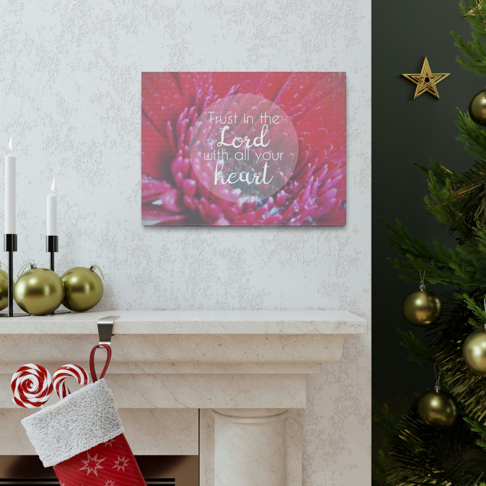 Scripture Walls Trust In The Lord Proverbs 3:5 Pink Flower Christian Wall Art Bible Verse Print Ready to Hang Unframed-Express Your Love Gifts