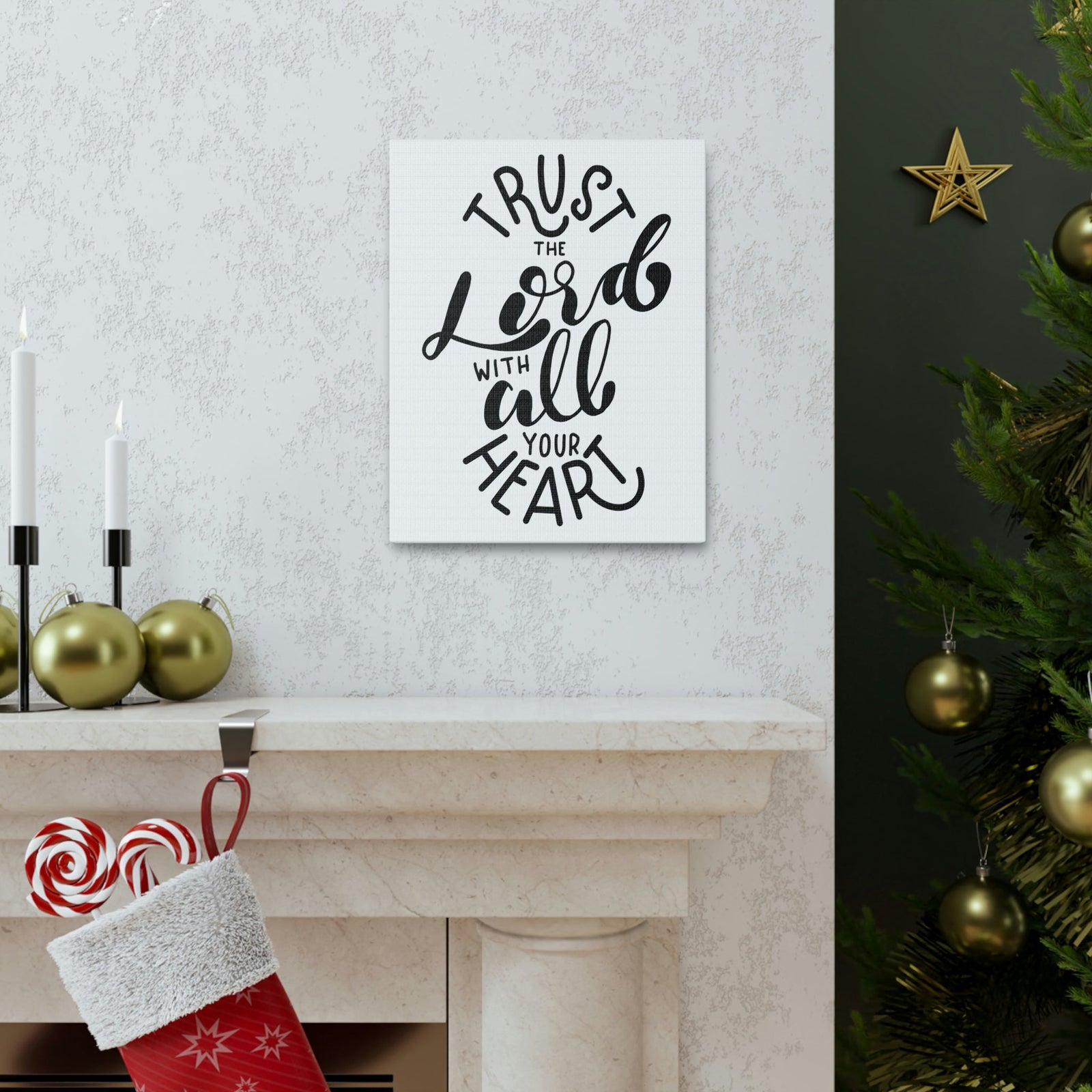 Scripture Walls Trust in The Lord With All Your Heart Psalm 118:8 Bible Verse Canvas Christian Wall Art Ready To Hang Unframed-Express Your Love Gifts