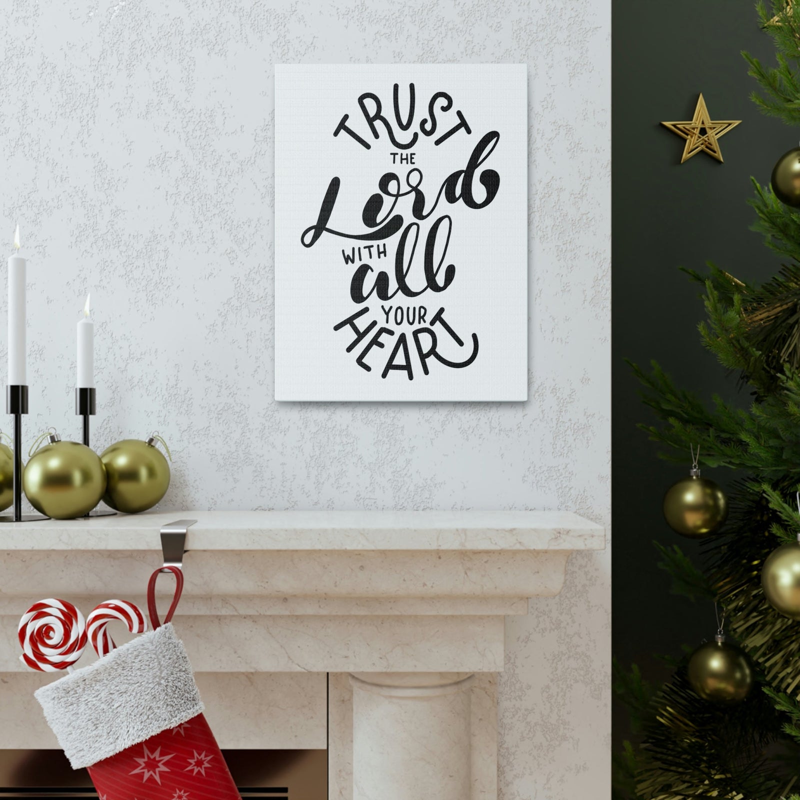 Scripture Walls Trust in The Lord With All Your Heart Psalm 118:8 Bible Verse Canvas Christian Wall Art Ready To Hang Unframed-Express Your Love Gifts